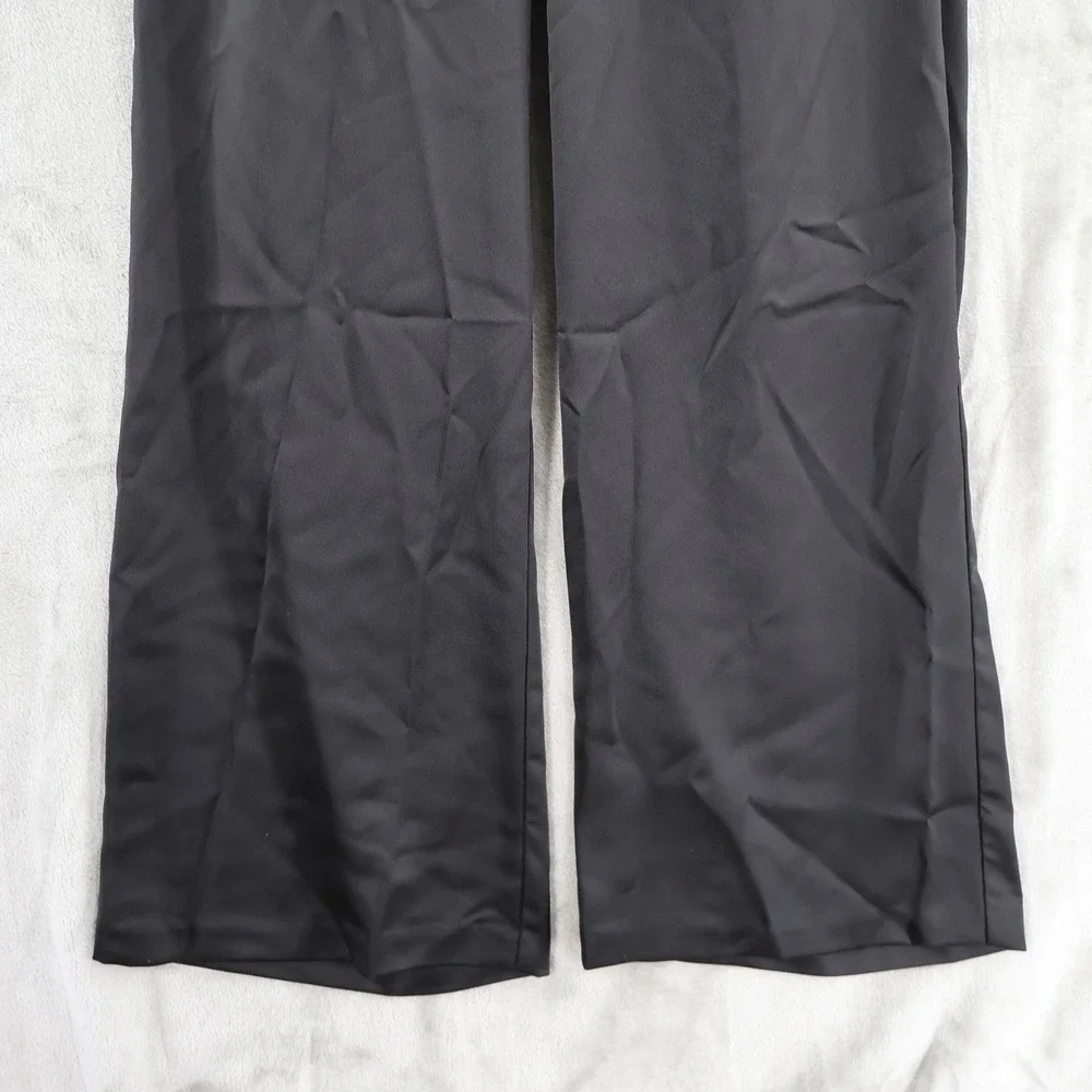 AQUA‎ Halter Neck Wide Leg Satin Jumpsuit Womens 12 Black Hostess Event $268 NWT - Picture 10 of 16